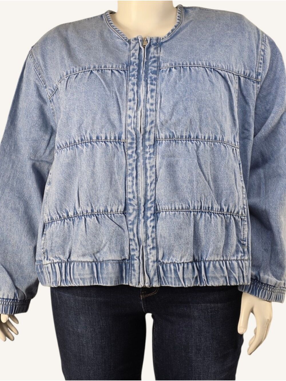 Torrid Ruched Denim Collarless Jacket Light Wash 3X NWT